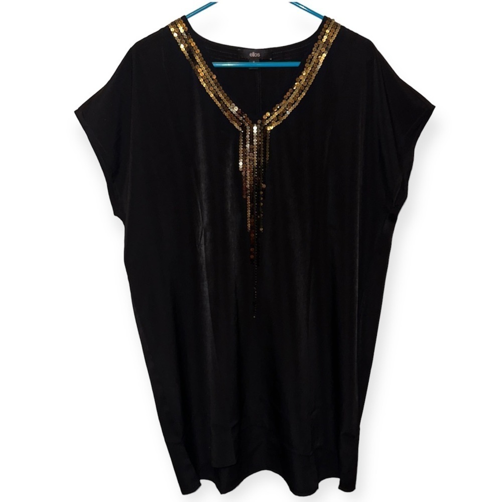 EUC Ellos Sequined Black Blouse